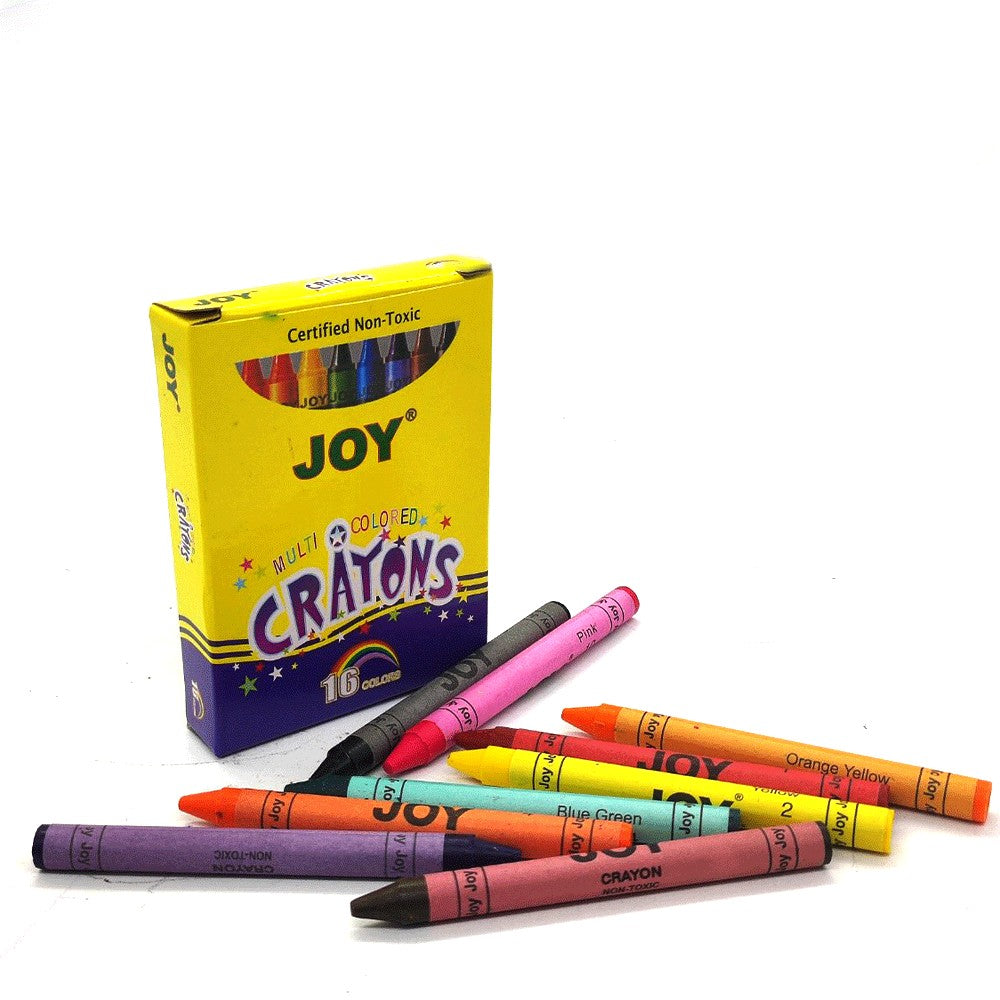 JOY 16 Colors Crayons Set - Non-Toxic, Multicolored Wax Crayons for Kids, School & Art Supplies"