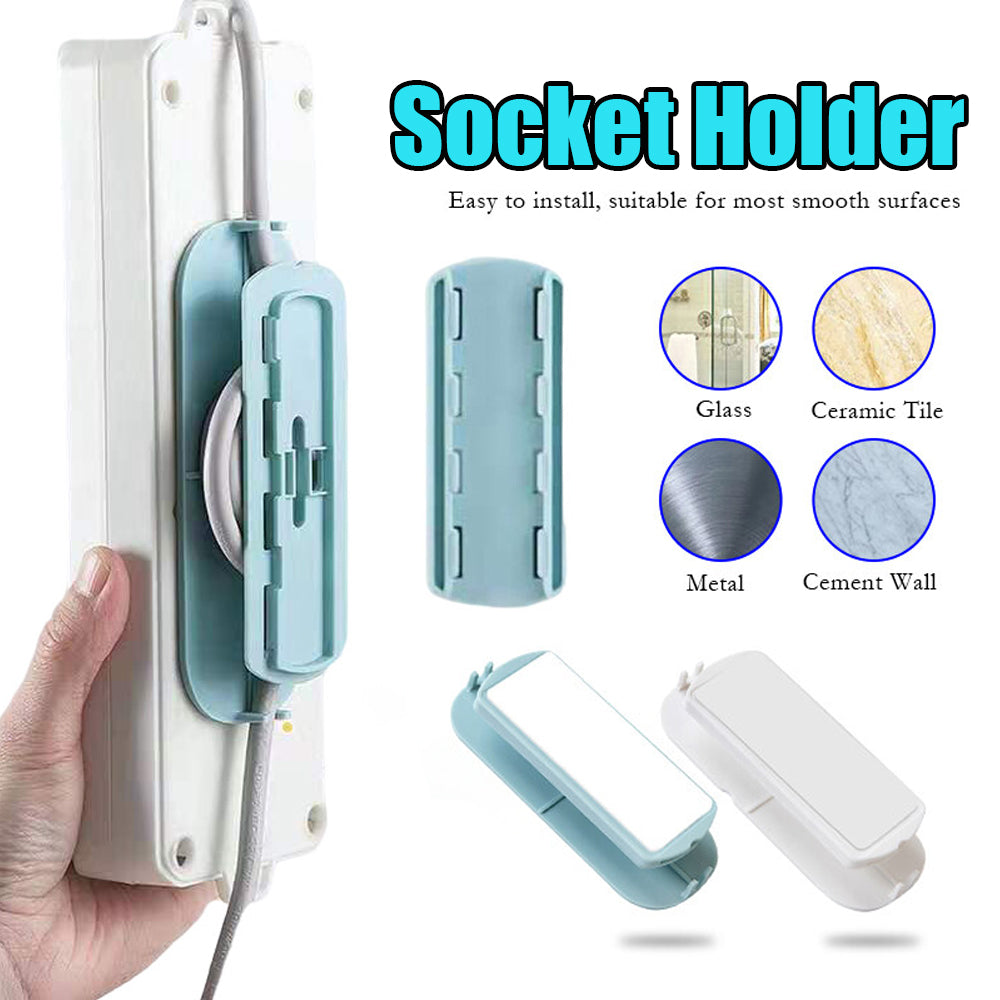 Self-Adhesive Power Strip Holder with Cable Organizer, Wall Mount Patch Panel Socket Holder