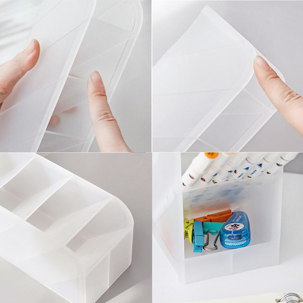 Creative Multifunctional 4 Grid Desktop Organizer School Accessories Stationery Organizer