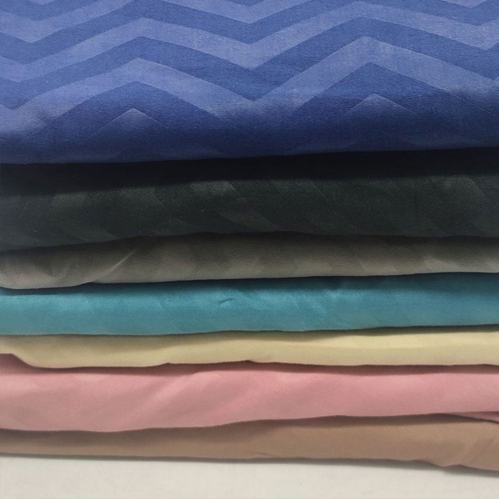 3-in-1 Plain Iced Coffee Zigzag Bedsheet Set – Fully Garterized Fitted Sheet with 2 Chevron Design Pillowcases
