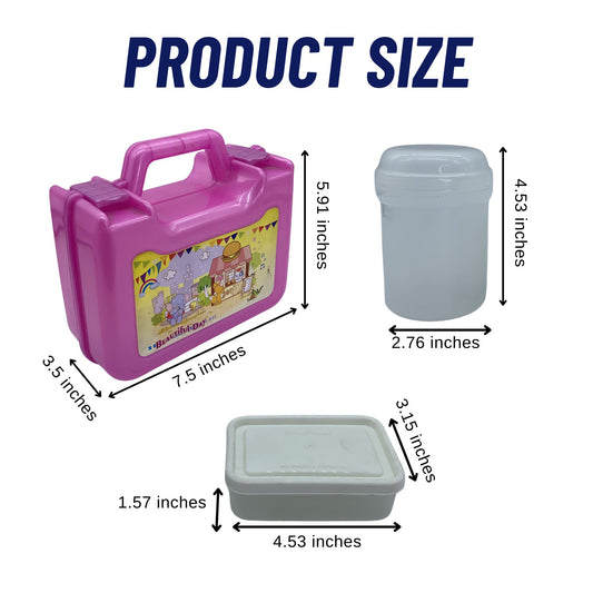 3-in-1 Lunch Box with Tumbler – Kids' Lunch Bag Set | Food Storage Container & Drink Bottle | School & Travel Meal Kit (Pink)