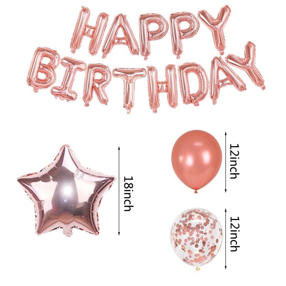 Happy Birthday Balloons Decorations Set - 13 pcs Letter Balloons Banner, 2 pcs Giant Star Foil Balloons, 4 pcs Confetti Balloons, 6 pcs Latex Balloons