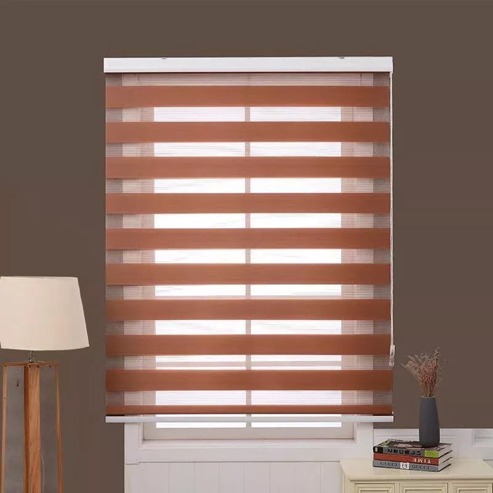 80x180cm Korean Combi Blinds Window Shades – Brown Zebra Roller Blinds Light Filtering UV Protection for Home & Office