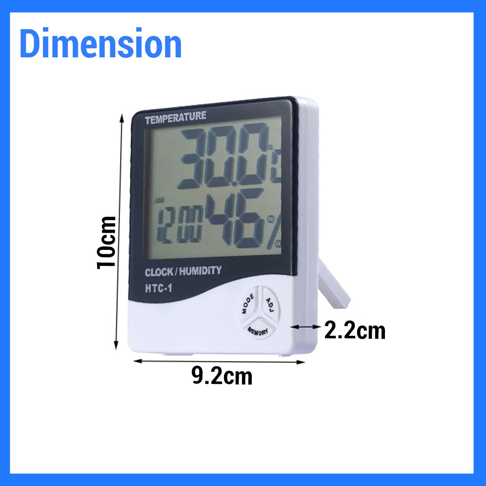 HTC-1 Digital Temperature Humidity Clock Hygrometer Thermometer Indoor LCD Display Desk Alarm Clock for Home & Office