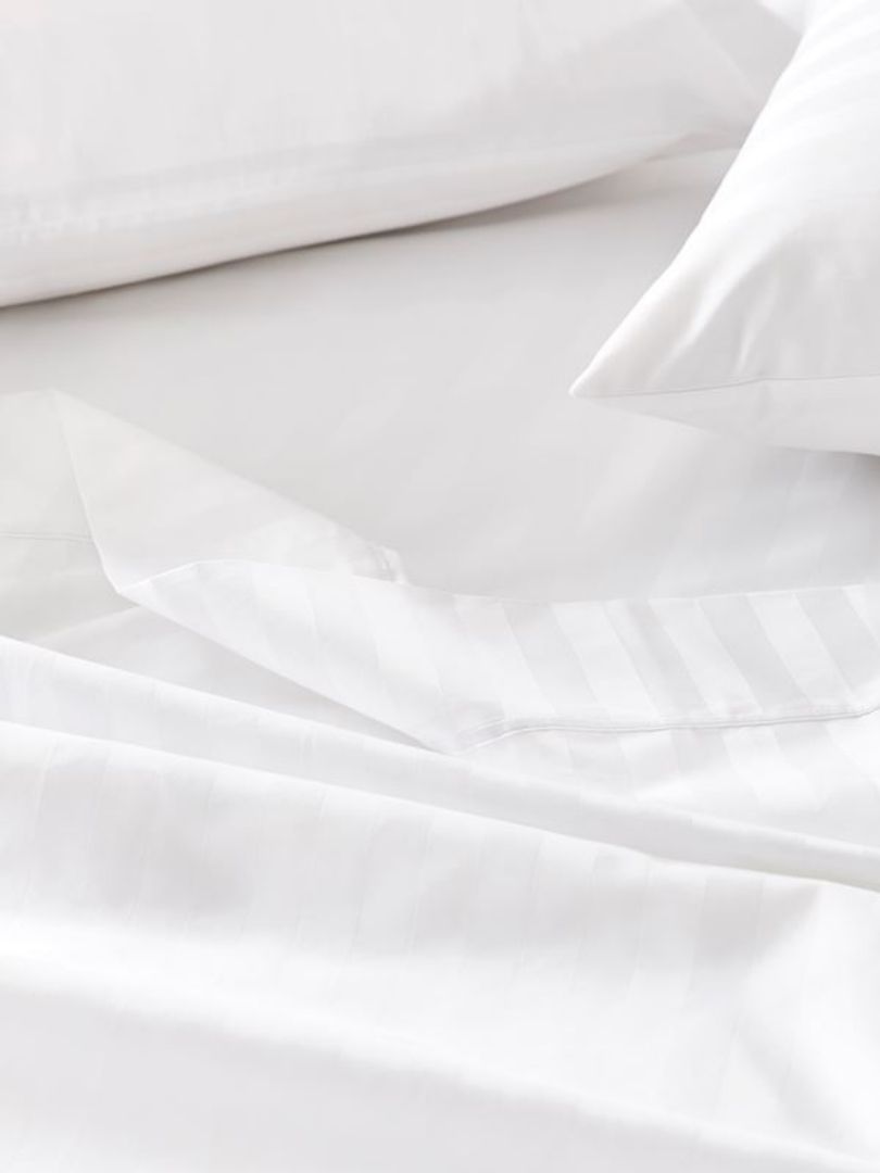 3-in-1 Plain Striped Blue Bedsheet Set – Corner Garterized Plain Striped Bedding with 2 Pillowcases Set