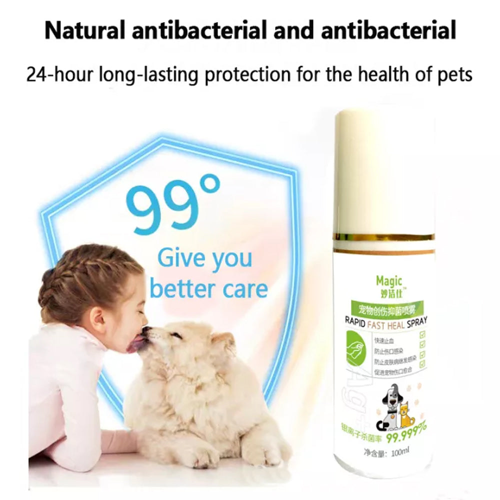 Silver Ion Pet Wound Spray – Fast Healing Antibacterial Disinfectant for Dogs & Cats, 24H Protection, 100ml