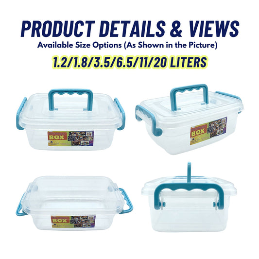 Multi-Purpose Storage Box with Handle – Transparent Plastic Organizer