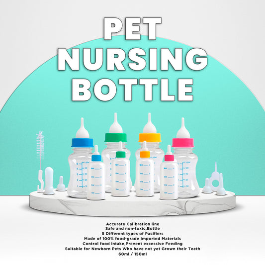 Pet Feeding Bottle Set 150ml – Nursing Kit for Puppies, Kittens, Small Animals with Extra Teats & Cleaning Brush