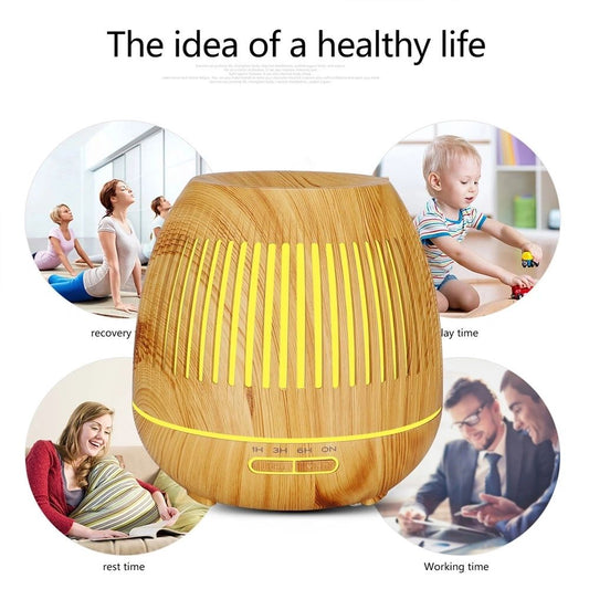 Aroma Diffuser Air Purifier With LED Lamp 7 Color Changing LED Lights Electric Wood Grain Aroma Essential Oil Diffuser Ultrasonic Air Humidifier
