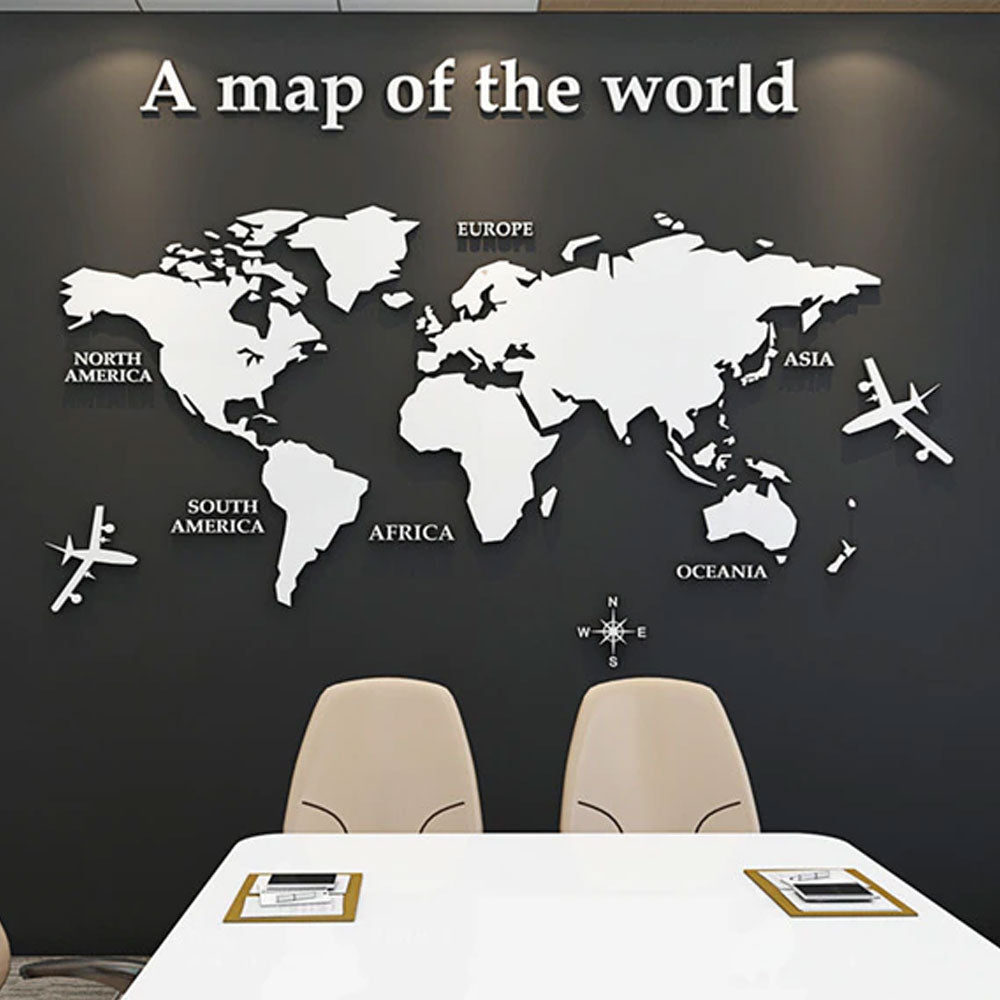 DIY Wall Sticker World Map For Office Living Room TV Background Home Decoration Mirror Wallpaper