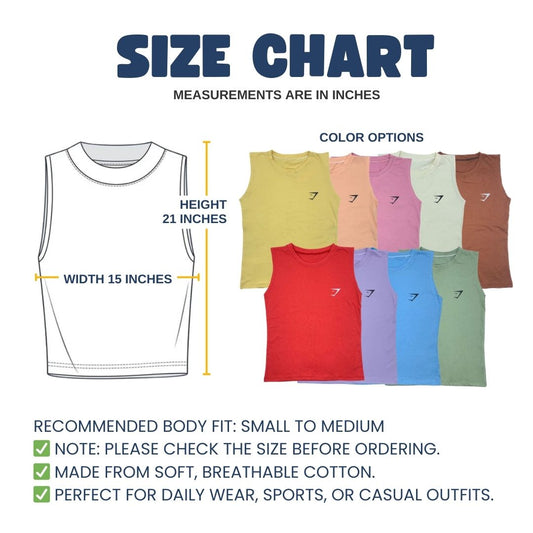 Teens' Muscle Shirt | Boys' Round Neck Cotton Tank Top | Teens Summer Tank Suitable for small to medium sizes (6-12 Years Old, Unisex)