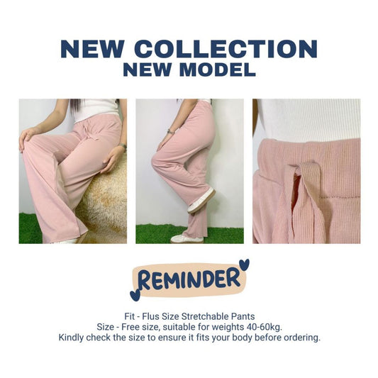 Trending Harper Wide-Leg Knitted Pants for Women, Plus Size Stretchable Pants, Casual Knit Trouser