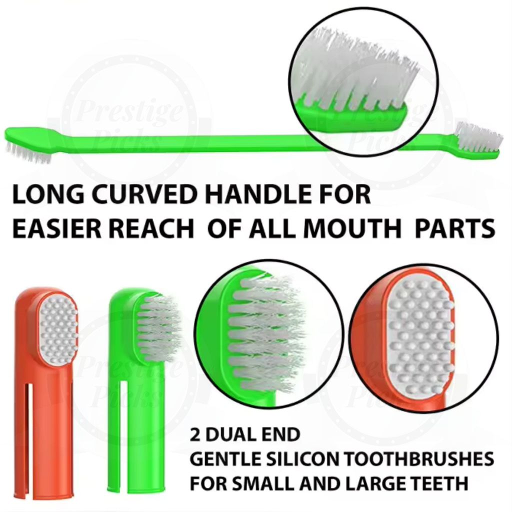 Pet Dental Care Kit for Dog Cat Puppy Toothbrush Toothpaste Set Teeth Oral Cleaning Bad Breath Care