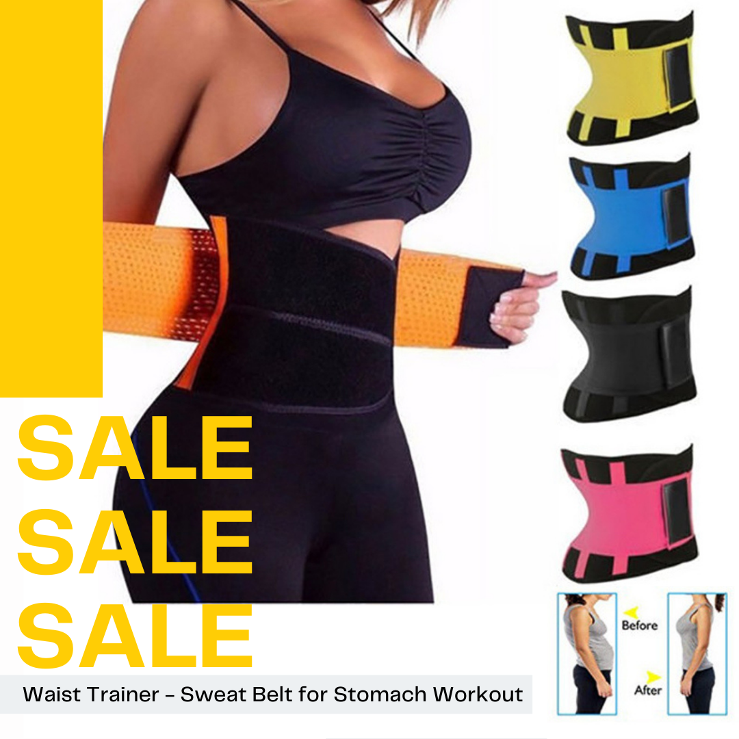 Workout Adjustable Exercise Belt Weight Loss Fat Burner Gym Sport Belt Yellow Blue Pink Black (Unisex)