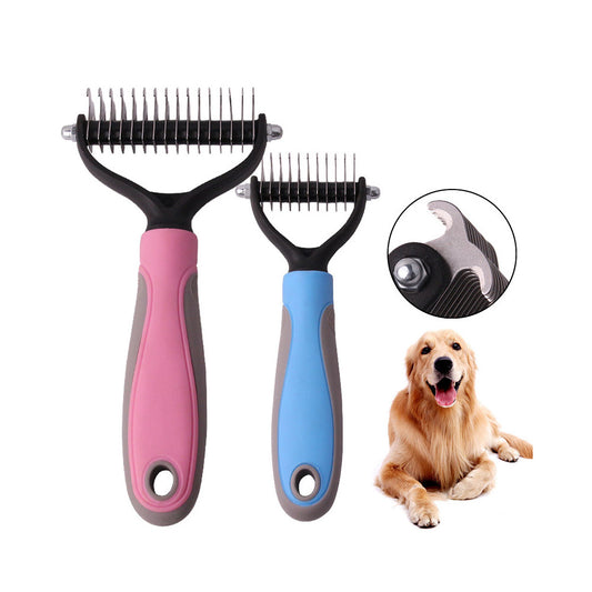 Pet Grooming Dematting Comb - Dual-Sided Stainless Steel Rake for Dogs & Cats - Safe & Easy to Use