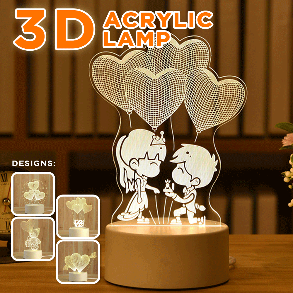 Acrylic LED Night Lamp Decorative Table Night Light Romantic Valentine's Day Light Bedroom Lamp