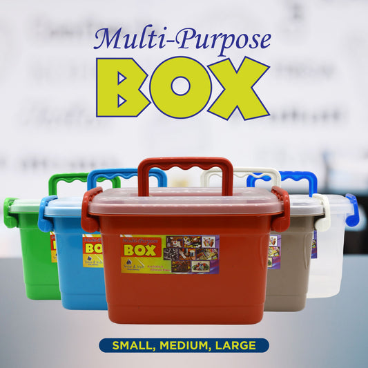 Set of 3 Multipurpose Storage Box Plastic 2.4L,3.5L ,6.5L Storage Box w/Handle School Kit