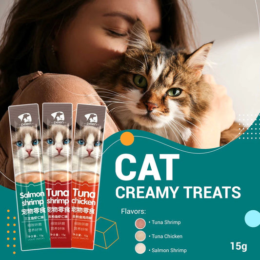 5pcs Cat Treats Snack 15g Fresh Creamy Delicious Flavor