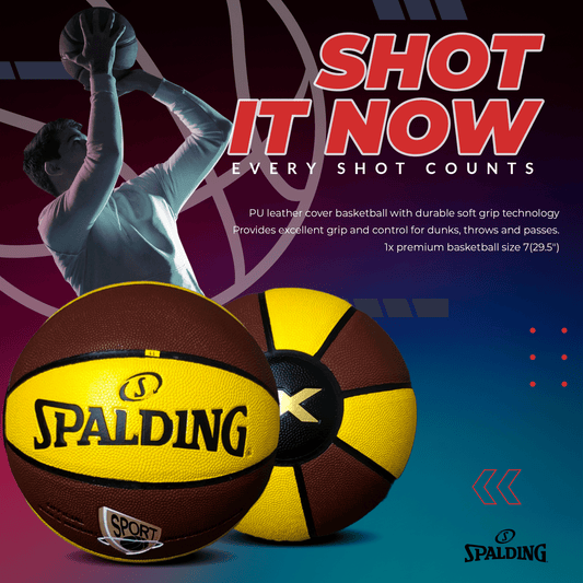 Spalding Basketball PU Leather Size 1-7 (16-29.5 Inches) - Durable Grip, Indoor & Outdoor Training Ball
