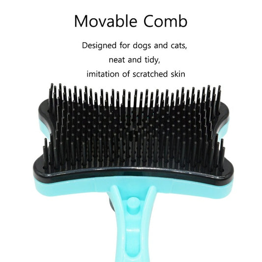 Pet Grooming Brush - Self-Cleaning Slicker Brush for Dogs & Cats, Shedding & Massage Comb, Anti-Slip Handle
