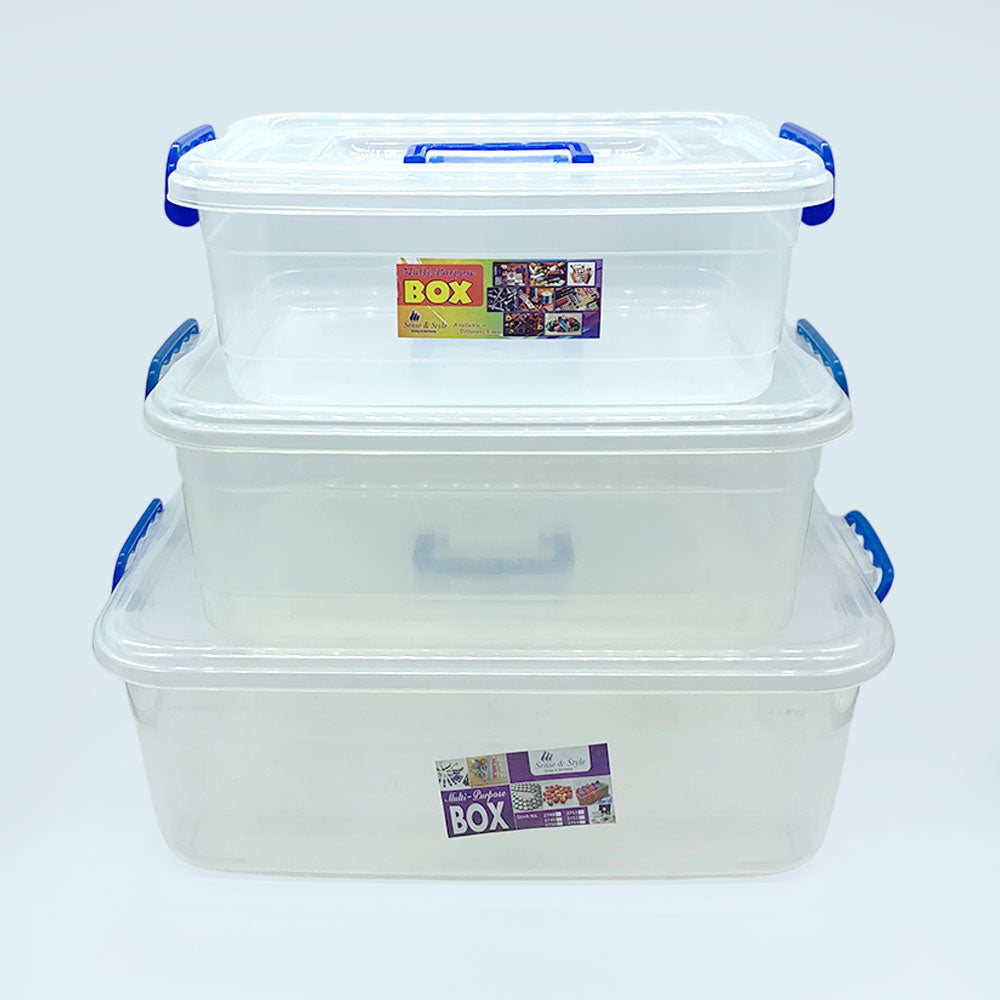 Multi-Purpose Storage Box with Handle – Transparent Plastic Organizer