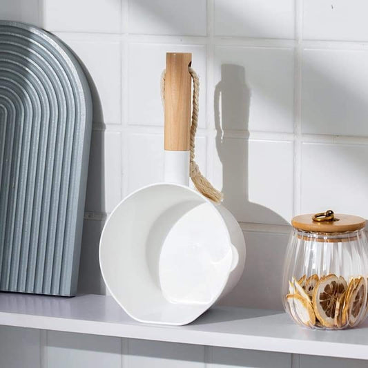 Multipurpose Water Dipper with Wooden Handle | Durable Plastic Ladle for Kitchen & Bathroom