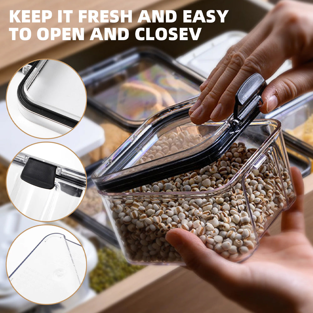 Airtight Food Storage Containers Set – Clear Plastic Stackable Jars with Locking Lids for Kitchen Pantry Organization