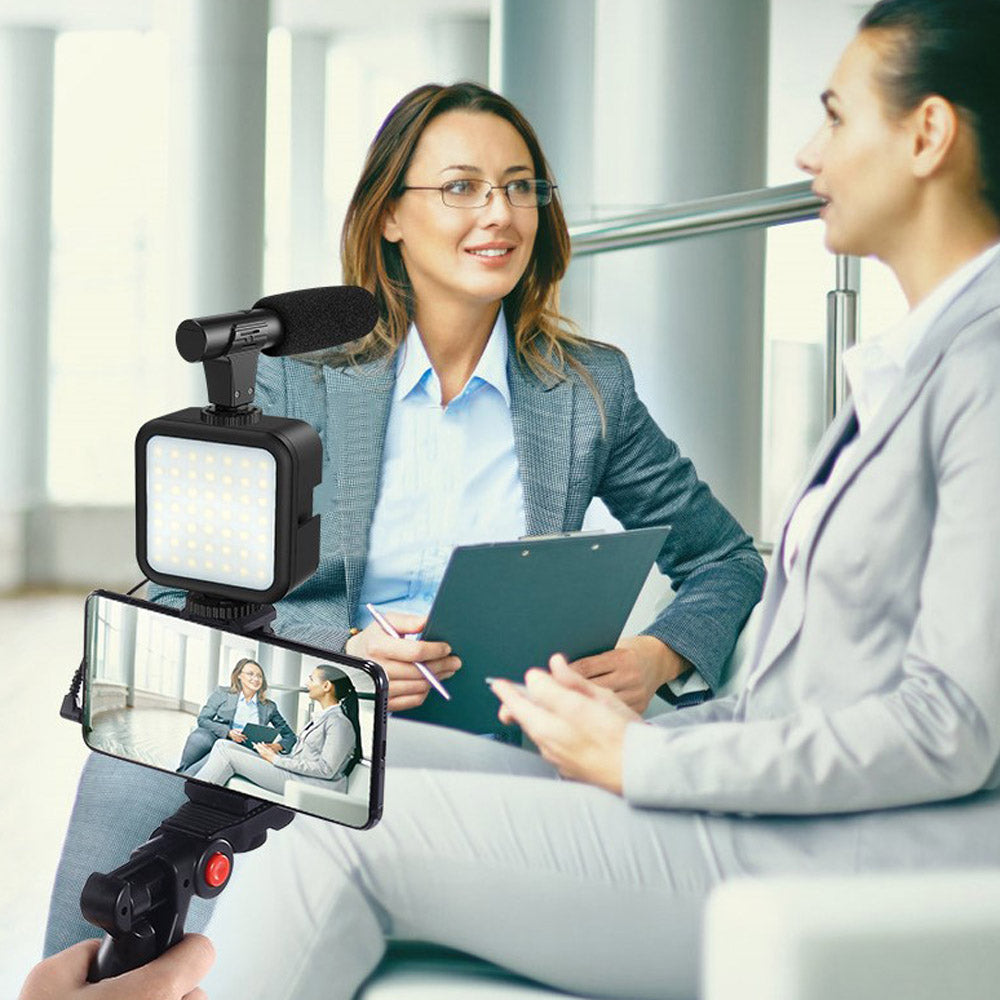 Tripod Holder for Vlogging Photography Smartphone Video Kit Microphone LED Light Recording Handle Stabilizer Bracket