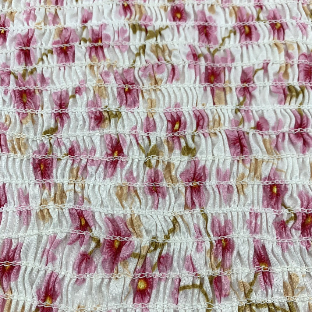 Floral Smocked Tube Top Casual Strapless Sleeveless Stretch Crop Top Womens Tube Top