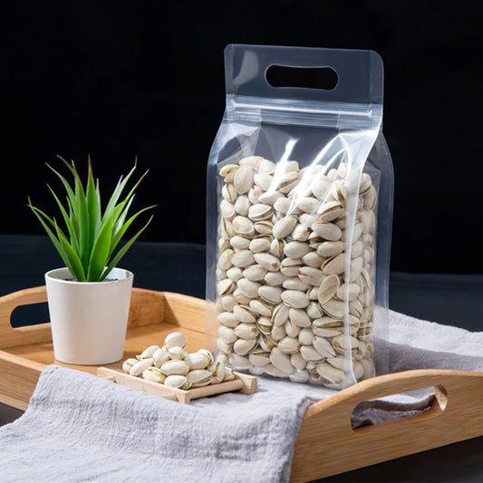 1/10/20/50Pcs Transparent Plastic Food Packaging Ziplock Bag Handle Portable Sealed Storage