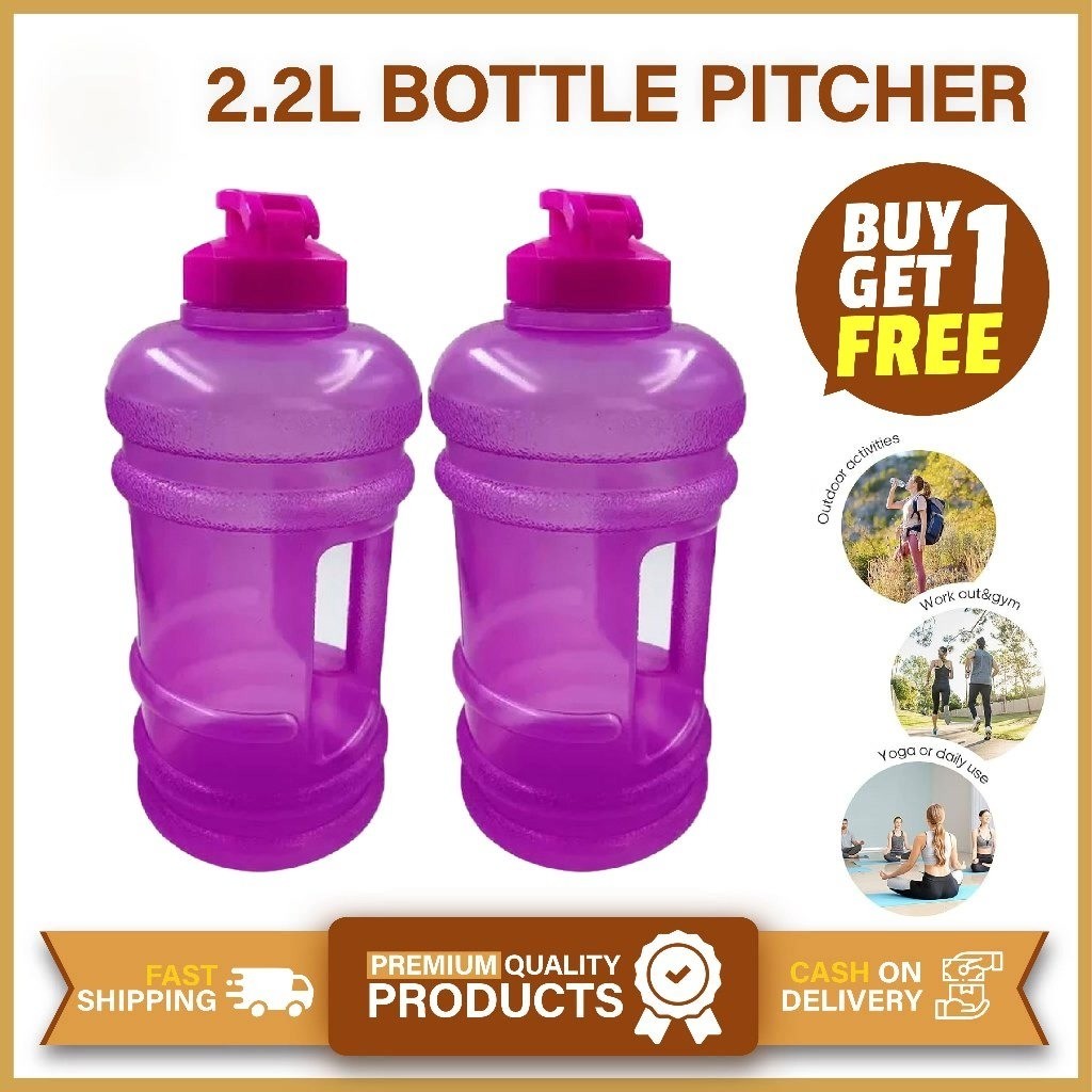 POP Water Jug 2L - Large BPA-Free Plastic Pitcher with Handle & Lid - Neon Color Drink Dispenser