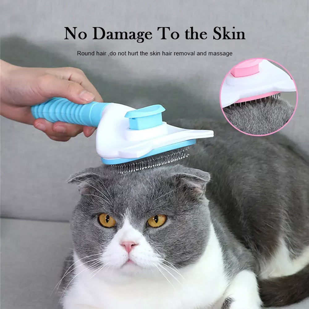 Cat Paw Self-Cleaning Pet Grooming Brush - Thin Needle Deshedding Comb for Cats & Dogs, Easy Hair Removal