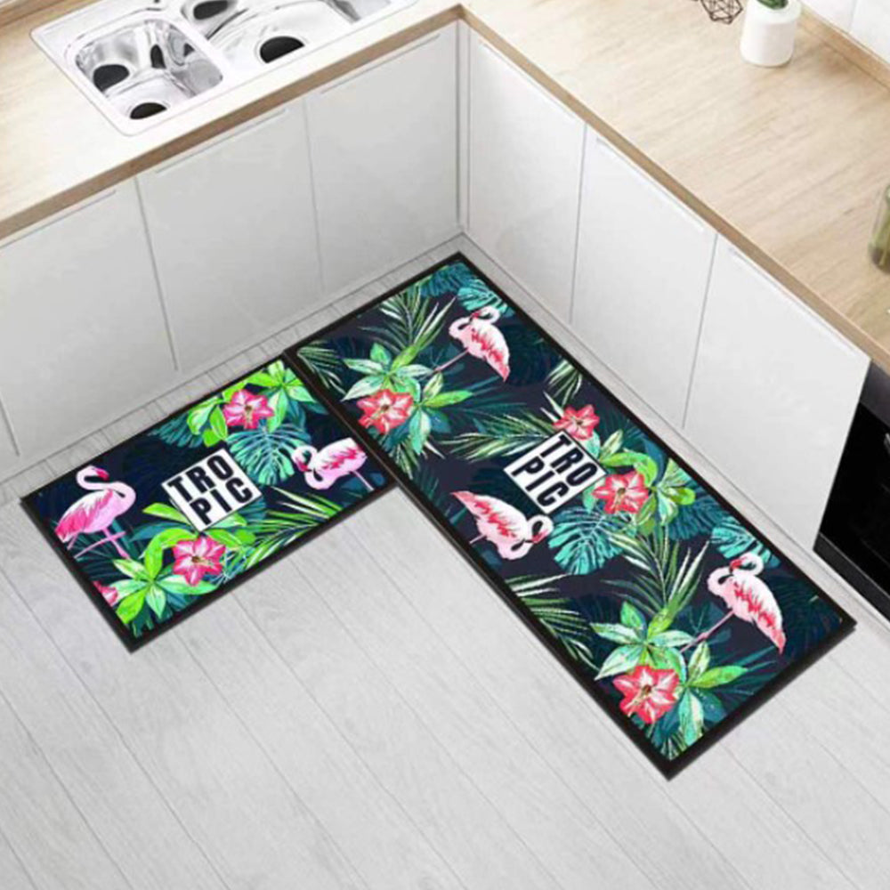 L-Shaped Kitchen Mat Set - Anti-Fatigue Non-Slip Cushion Rug | Cooking Theme, Water-Resistant, Easy Clean Floor Mat"