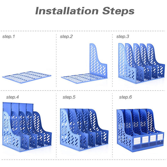 Office File Holder 4 Desktop Storage Book Paper Desk Rack Organizer Data Frame | Plastic File Basket | Storage Box