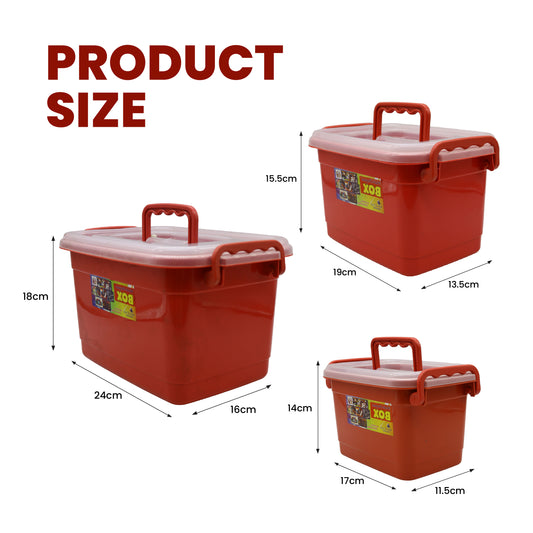 Multipurpose Storage Box with Handle & Locking Lid - Durable Plastic Organizer for Home & Office