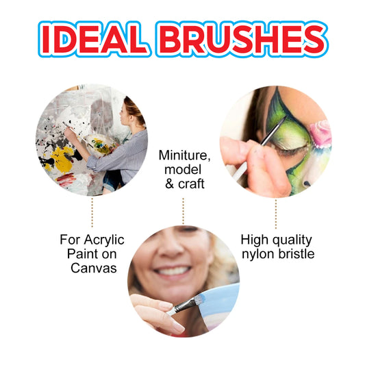 Water Color Brush 6pcs, Artist Brush, Paint Brush, Round and Flat Brush, For School Works, Art Supplies