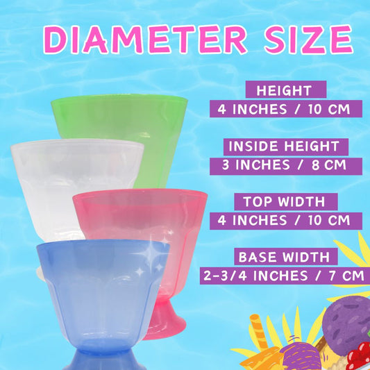 Summer Halo Halo Cup – Durable Plastic Dessert Bowl for Ice Cream, Sundae, Shaved Ice, Party & Café Use (4 Colors)