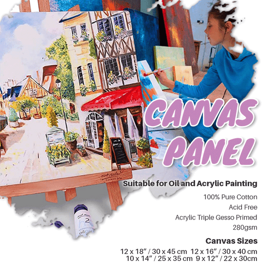 Canvas Panel 100% Pure Cotton Acid Free Acrylic Triple Gesso Primed 280GSM