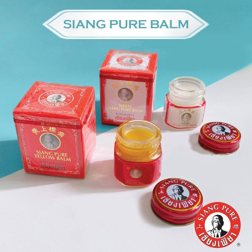 Siang Pure Balm Thailand Ointment Herbal Massage Pain Relief Red & White For Everyday Aches and Pains, 100% Authentic | Made in Thailand