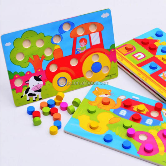 Wooden Tangram Jigsaw Board Educational Early Learning Cartoon Wood Puzzles Games Kids Toys