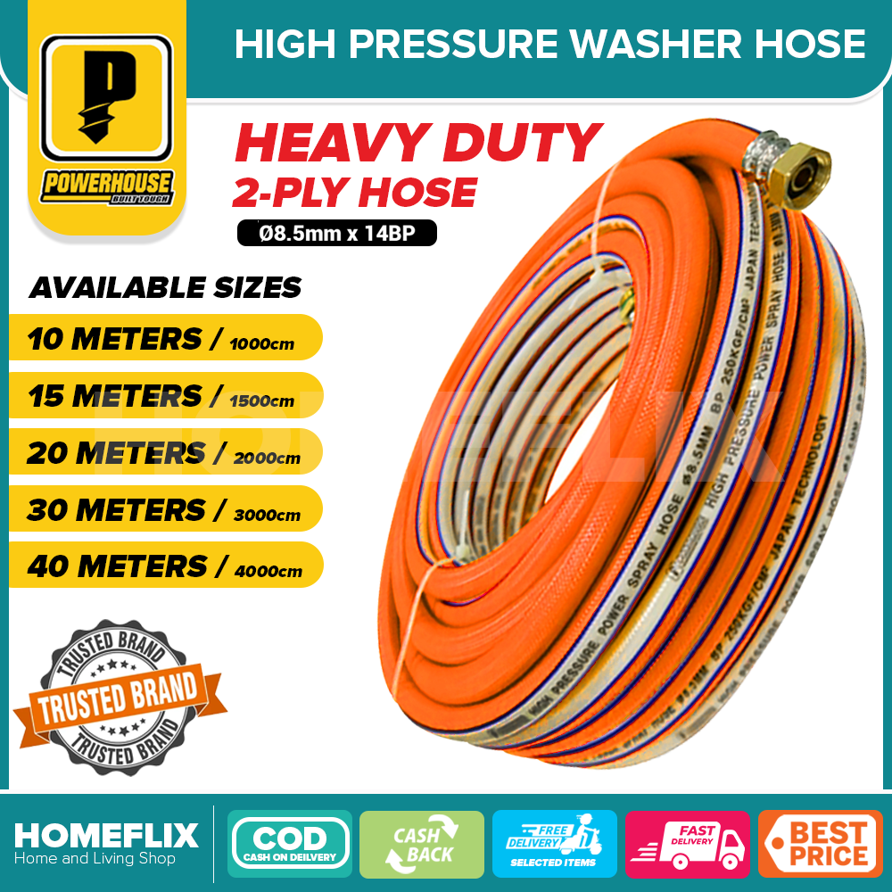 Powerhouse Orange Power Sprayer Hose 2 PLY 8.5mm PHI 10,15,20,30 meters