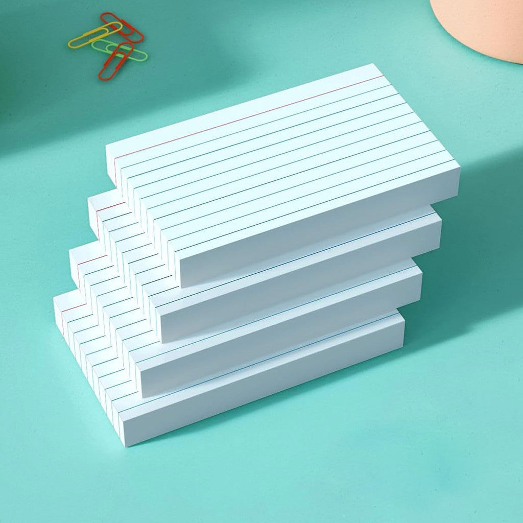 Costa Verde White Index Cards 3x5 4x6 5x8 100 Sheets 120GSM Ruled Lined Study Notes Flashcards