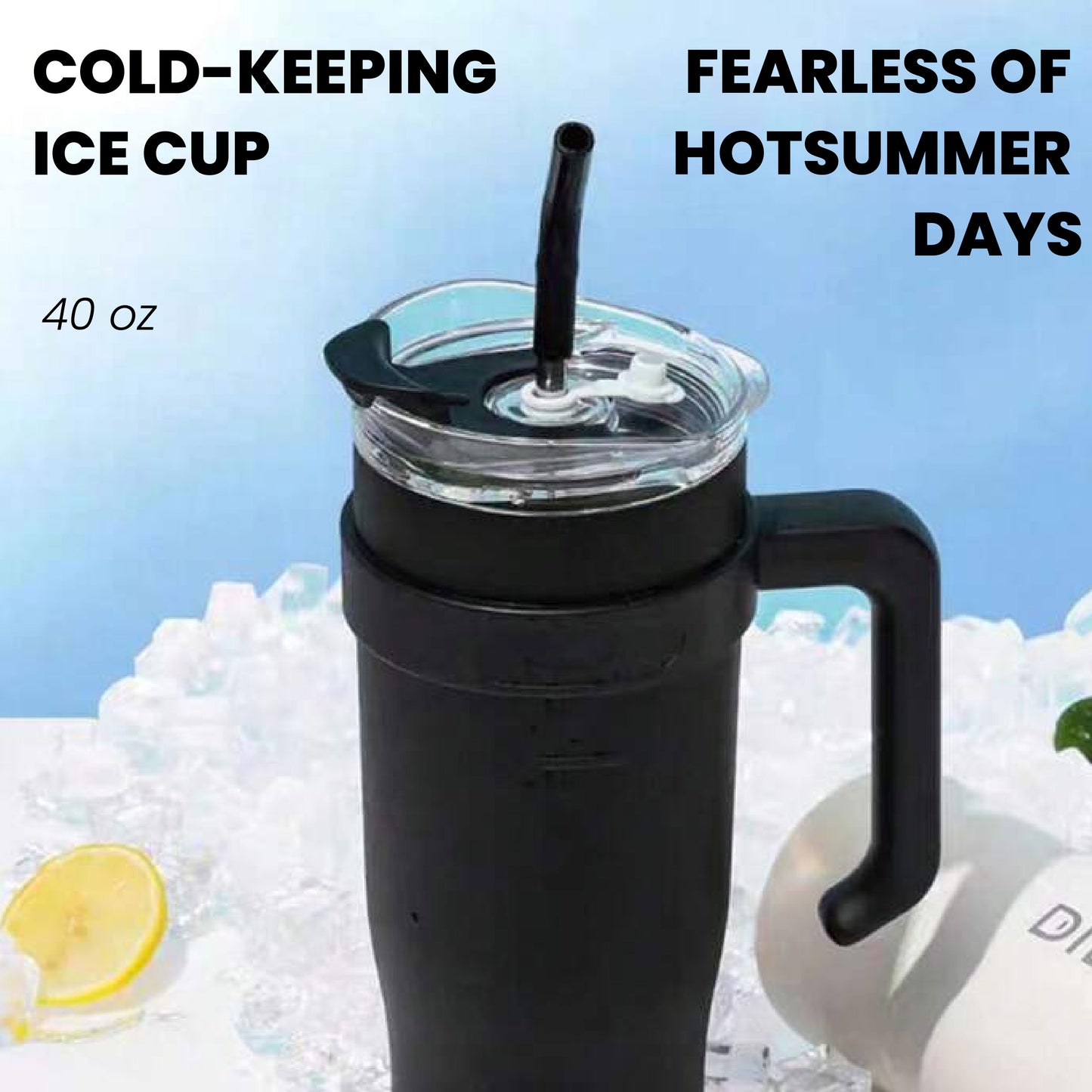 1200ml / 40oz Insulated Tumbler with handle and straw Insulation Cup With Handle Stainless Steel Thermos Water Bottle