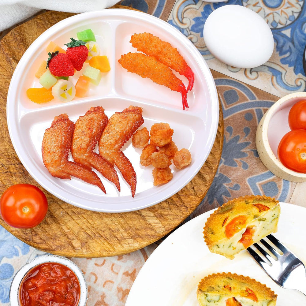 1pc / 6 pcs Plastic Plate with 3 Division Round Plate 10 inches Plate Dish Plate for Student, School Office Canteen Supplies Divider Plate, Kiddie Party Plate