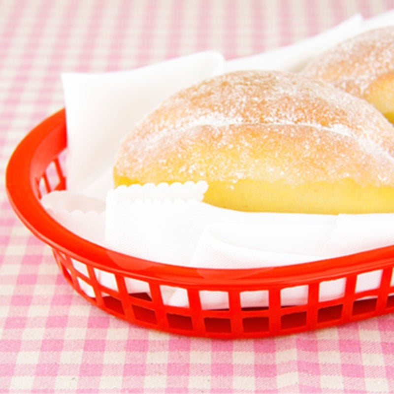 White Oval Plastic Food Serving Basket – Fast Food Snack Tray for Burgers, Fries, Restaurants & Home Use