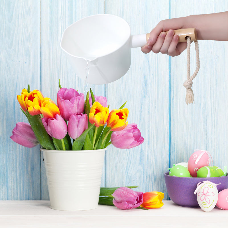 Multipurpose Water Dipper with Wooden Handle | Durable Plastic Ladle for Kitchen & Bathroom