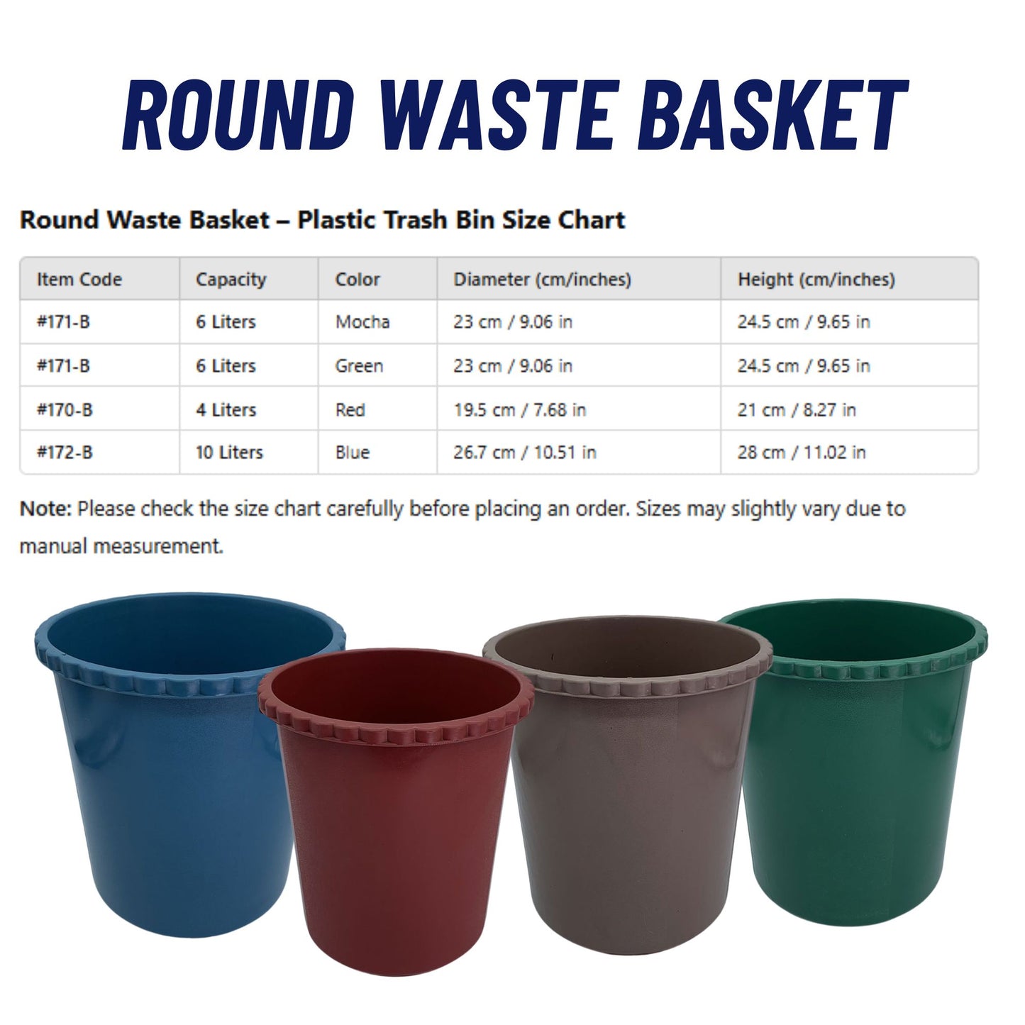 Round Waste Basket Plastic Trash Bin / Durable Waste Container