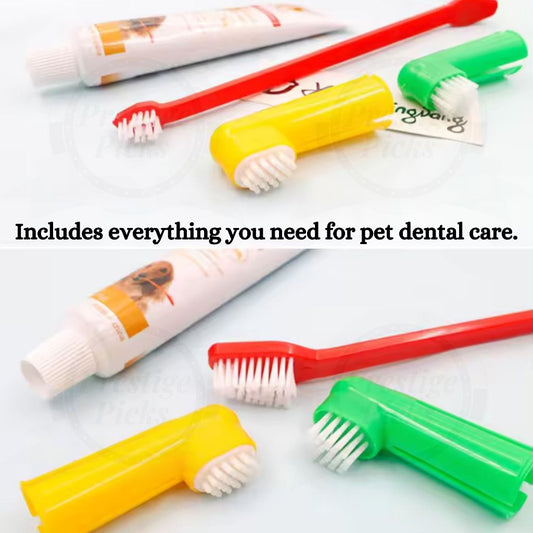 Pet Dental Care Kit for Dog Cat Puppy Toothbrush Toothpaste Set Teeth Oral Cleaning Bad Breath Care