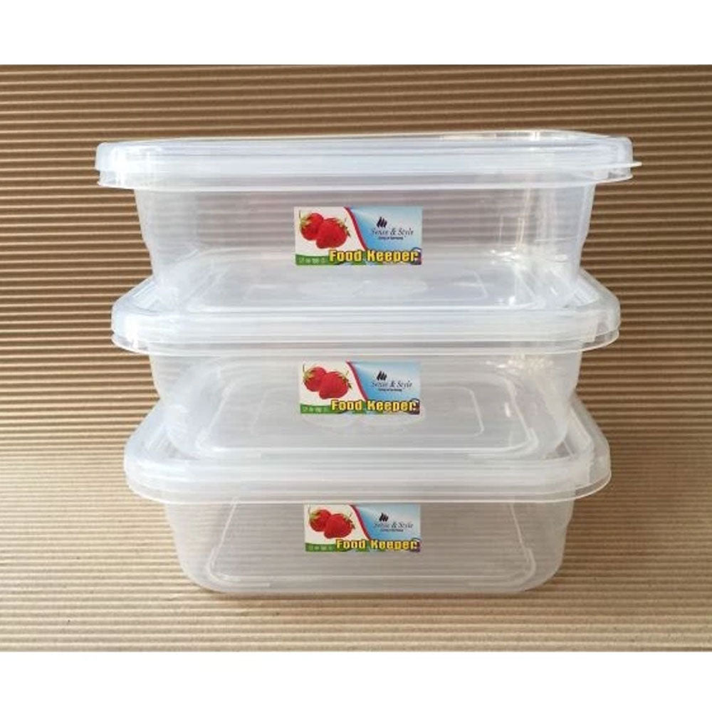 Transparent Food Container / Plastic Food Storage Container – Rectangular Lunch Box with Snap-On Lid, Clear