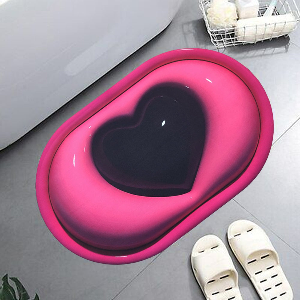 Cute Cartoon Anti-Slip Bathroom Floor Mat - Soft 3D Funny Face Rug for Home, Washable & Absorbent